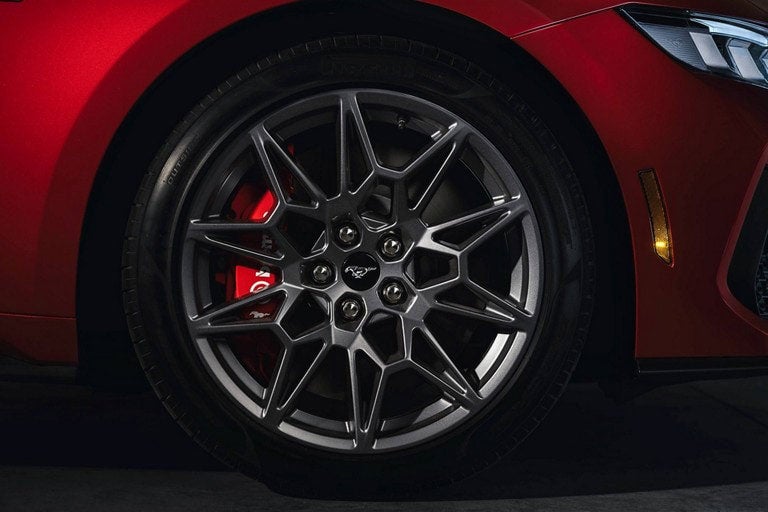 2024 Ford Mustang® model with a close-up of a wheel and brake caliper | Donley Ford of Mt. Vernon, Inc in Mount Vernon OH